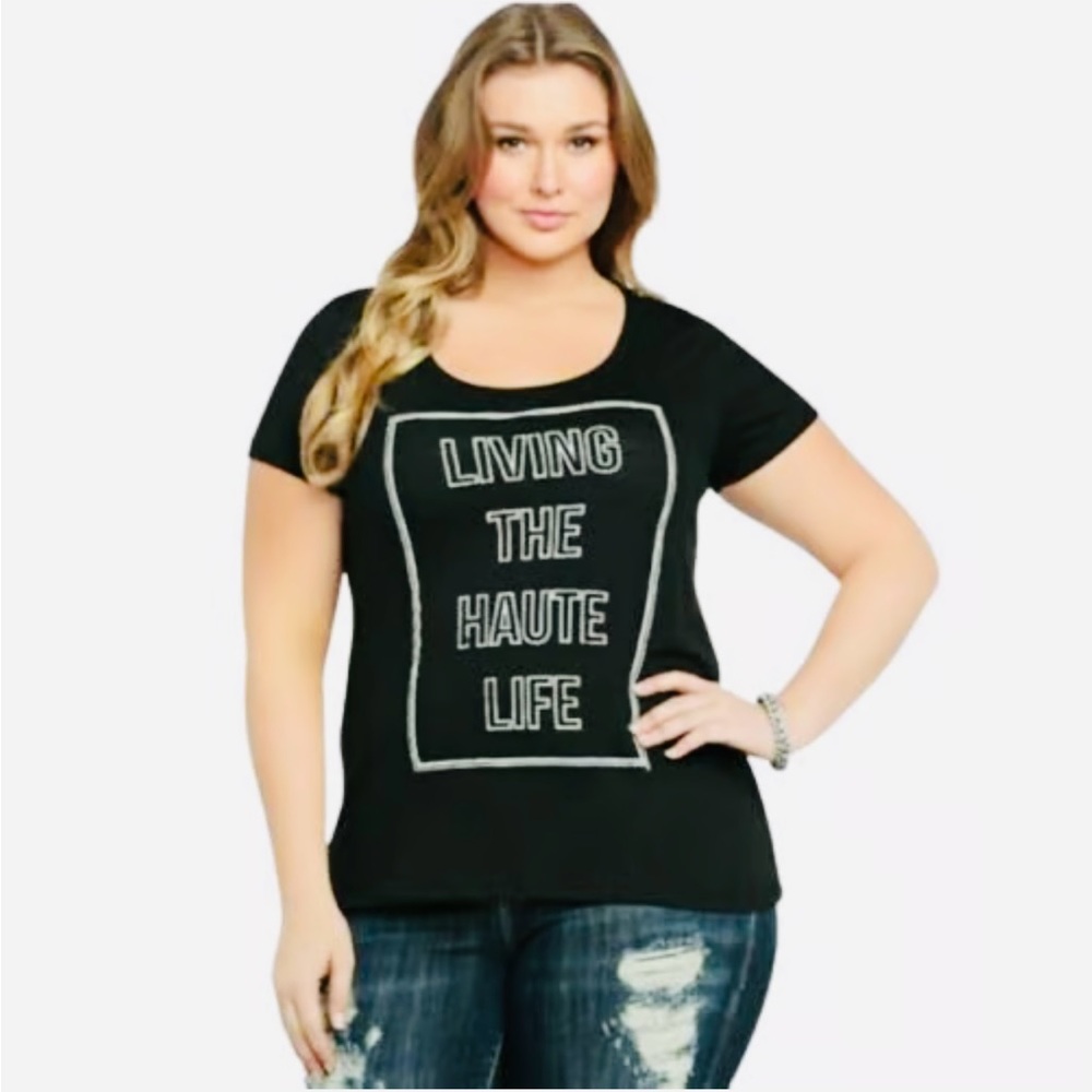 Torrid Black Short Sleeve Tee with Graphic Print